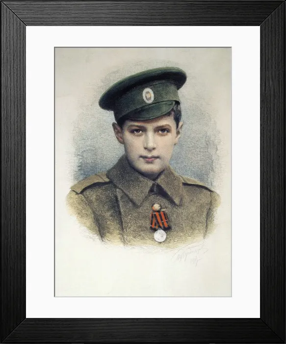 Framed Print : Tsarevich Alexei as a lance-corporal of the Russian Army, 1917 Framed Print : Tsarevich Alexei as a lance-corporal of the Russian Army, 1917