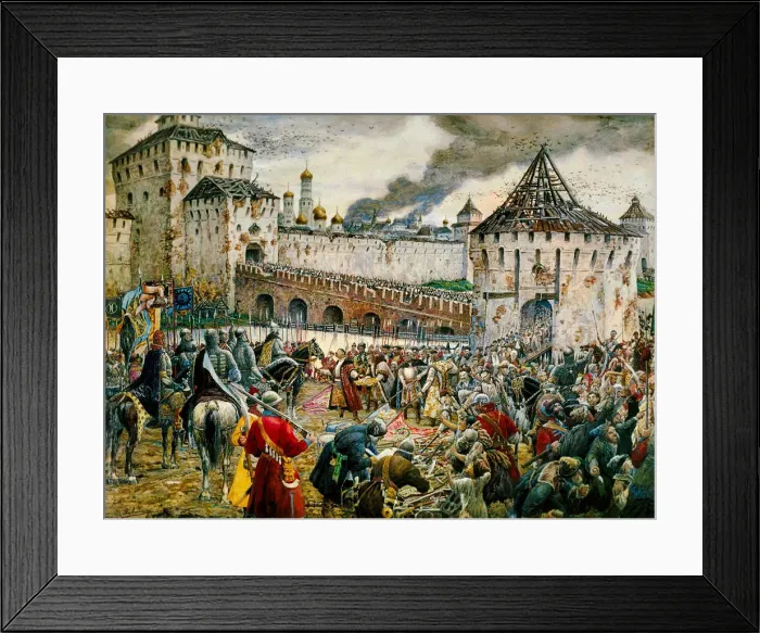 Framed Print : The expulsion of Polish invaders from the Moscow Kremlin, 1612 (late 19th or early 20th century). Artist: Ernest Ernestovich Lissner Framed Print : The expulsion of Polish invaders from the Moscow Kremlin, 1612 (late 19th or early 20th century). Artist: Ernest Ernestovich Lissner