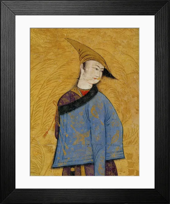 Framed Print : Youth wearing a short fur-lined coat over his shoulder, 1640s. Artist: Muhammad Yusuf Framed Print : Youth wearing a short fur-lined coat over his shoulder, 1640s. Artist: Muhammad Yusuf