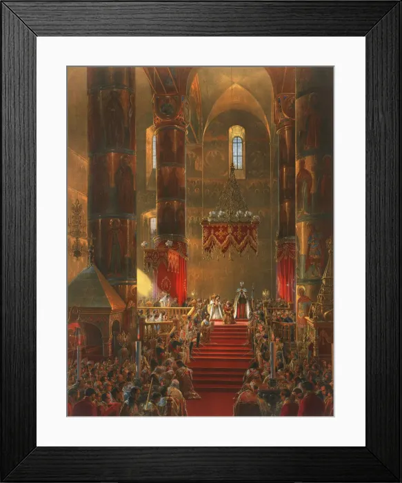 Framed Print : The Metropolitan genuflects at the coronation ceremony of Tsar Alexander II, Moscow, 1856. Artist: Georg Wilhelm Timm Framed Print : The Metropolitan genuflects at the coronation ceremony of Tsar Alexander II, Moscow, 1856. Artist: Georg Wilhelm Timm
