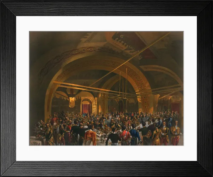 Framed Print : Coronation banquet for the envoys in the Golden Hall of the Great Kremlin Palace, Moscow, 1856. Artist: Mihaly Zichy Framed Print : Coronation banquet for the envoys in the Golden Hall of the Great Kremlin Palace, Moscow, 1856. Artist: Mihaly Zichy