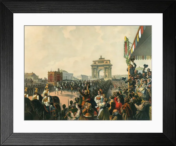Framed Print : Triumphal entry of their Majesties Alexander II and Maria Alexandrovna into Moscow, 1856. Artist: Mihaly Zichy Framed Print : Triumphal entry of their Majesties Alexander II and Maria Alexandrovna into Moscow, 1856. Artist: Mihaly Zichy