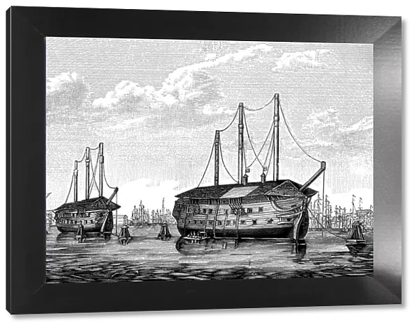 Danish prison-ships Dronning Maria and Waldemar, Copenhagen, 1848-1849