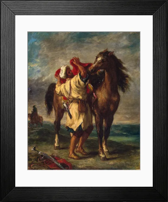 Framed Print : A Moroccan Saddling his Horse, 1855. Artist: Eugene Delacroix Framed Print : A Moroccan Saddling his Horse, 1855. Artist: Eugene Delacroix