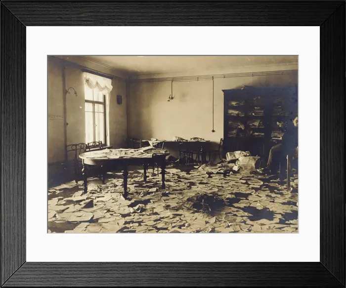 Framed Print : A room after a search, Russia, early 20th century(?) Framed Print : A room after a search, Russia, early 20th century(?)