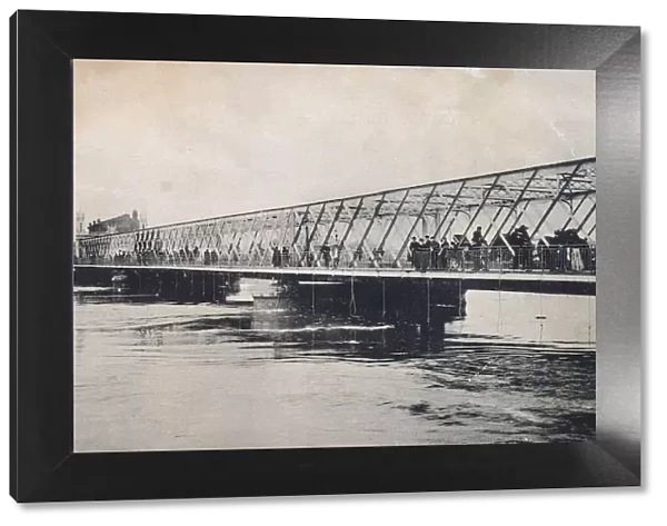The Borodinsky bridge during the flood of April 1908, Moscow, Russia