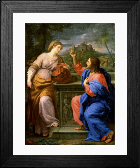 Framed Print : Christ and the Samaritan Woman at Jacobs Well. c. 17th century. Artist: Carlo Maratta Framed Print : Christ and the Samaritan Woman at Jacobs Well. c. 17th century. Artist: Carlo Maratta