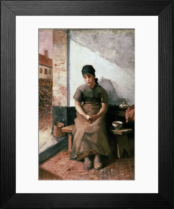 Framed Print : A Maidservants Breakfast, 1880s. Artist: Constantin Emile Meunier Framed Print : A Maidservants Breakfast, 1880s. Artist: Constantin Emile Meunier