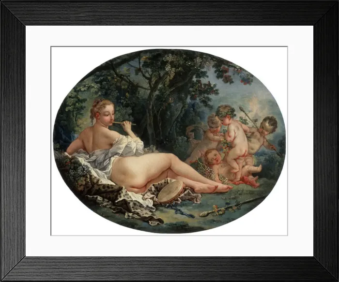 Framed Print : Bacchante Playing a Reed-pipe, 18th century. Artist: Francois Boucher Framed Print : Bacchante Playing a Reed-pipe, 18th century. Artist: Francois Boucher