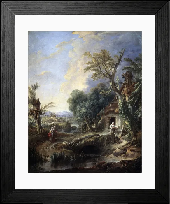 Framed Print : Landscape with a Hermit, 1742. Artist: Francois Boucher Framed Print : Landscape with a Hermit, 1742. Artist: Francois Boucher