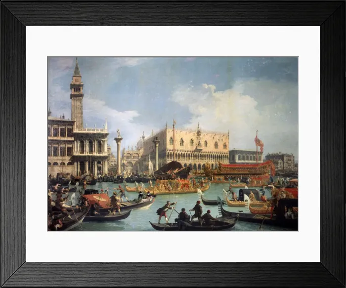 Framed Print : Buccentoros Return to the Pier at the Doges palace, 1730s. Artist: Canaletto Framed Print : Buccentoros Return to the Pier at the Doges palace, 1730s. Artist: Canaletto
