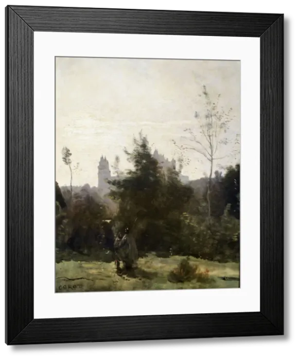 Framed Print : Chateau de Pierrefonds, 1860s. Artist: Jean-Baptiste-Camille Corot Framed Print : Chateau de Pierrefonds, 1860s. Artist: Jean-Baptiste-Camille Corot