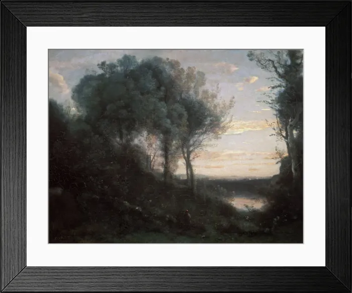 Framed Print : Evening, 1850-1860s. Artist: Jean-Baptiste-Camille Corot Framed Print : Evening, 1850-1860s. Artist: Jean-Baptiste-Camille Corot
