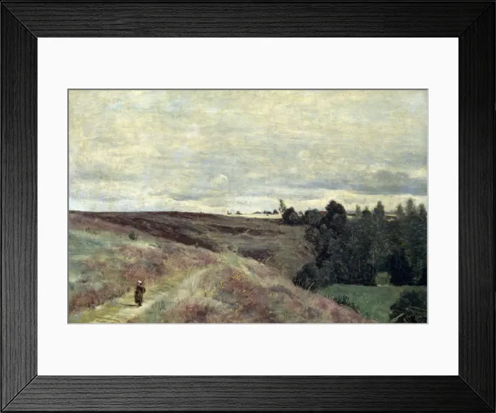 Framed Print : Heather covered hills near Vimoutier, 1860s Framed Print : Heather covered hills near Vimoutier, 1860s
