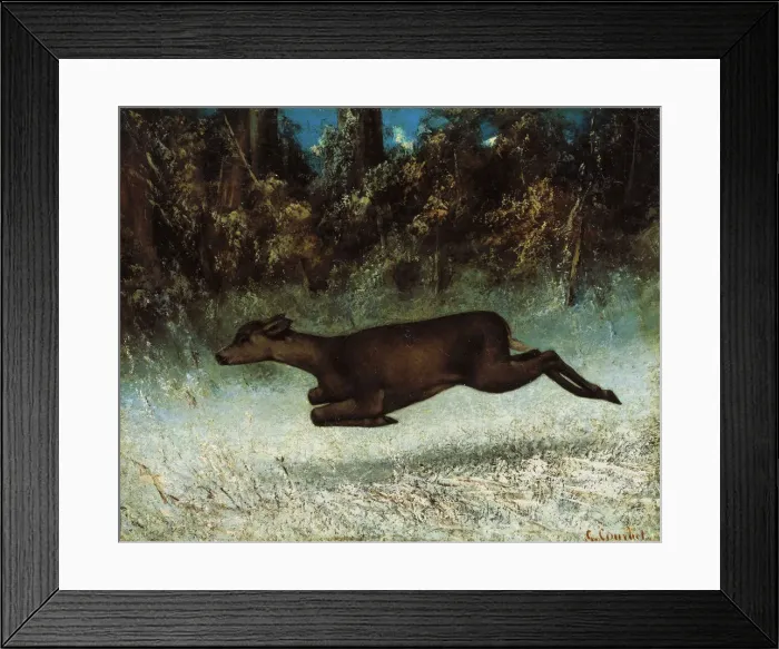 Framed Print : Doe Leaping, 19th century. Artist: Gustave Courbet Framed Print : Doe Leaping, 19th century. Artist: Gustave Courbet