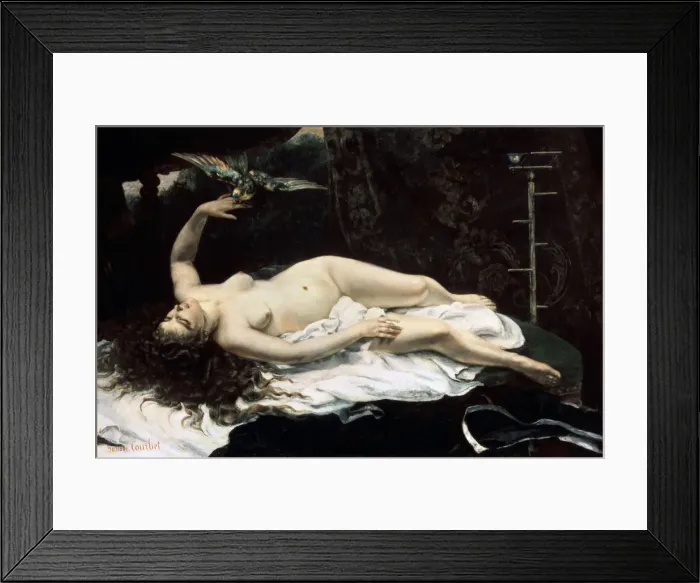Framed Print : Woman with a Parrot, 1866. Artist: Gustave Courbet Framed Print : Woman with a Parrot, 1866. Artist: Gustave Courbet