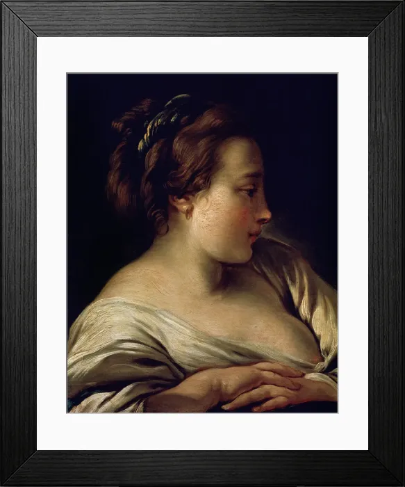 Framed Print : Head of a Girl, 18th century. Artist: Francois Boucher Framed Print : Head of a Girl, 18th century. Artist: Francois Boucher