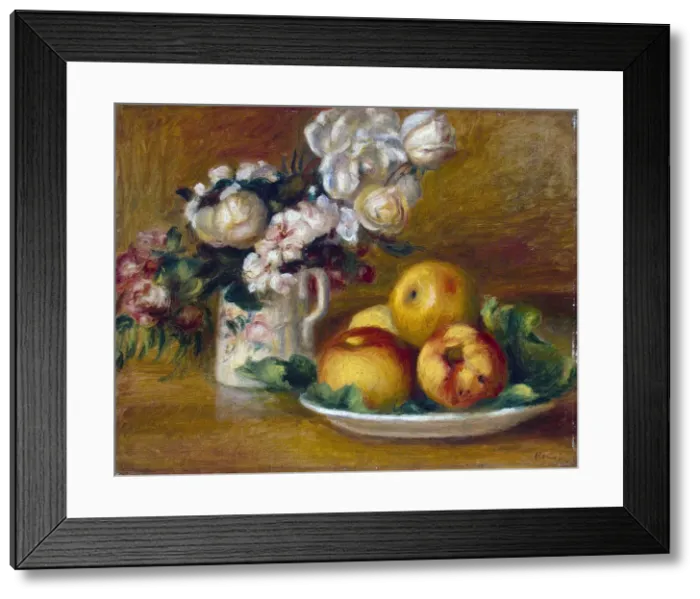Framed Print : Apples and Flowers, c1895. Artist: Pierre-Auguste Renoir Framed Print : Apples and Flowers, c1895. Artist: Pierre-Auguste Renoir
