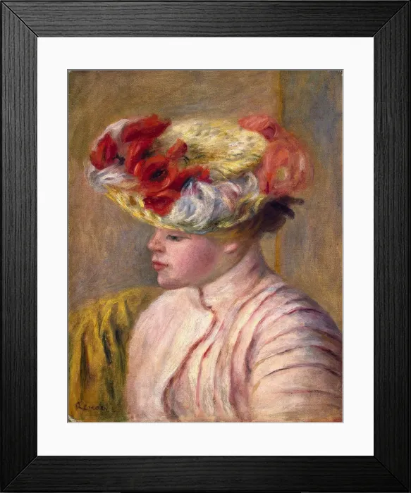 Framed Print : Young Woman in a Flowered Hat, 1892. Artist: Pierre-Auguste Renoir Framed Print : Young Woman in a Flowered Hat, 1892. Artist: Pierre-Auguste Renoir