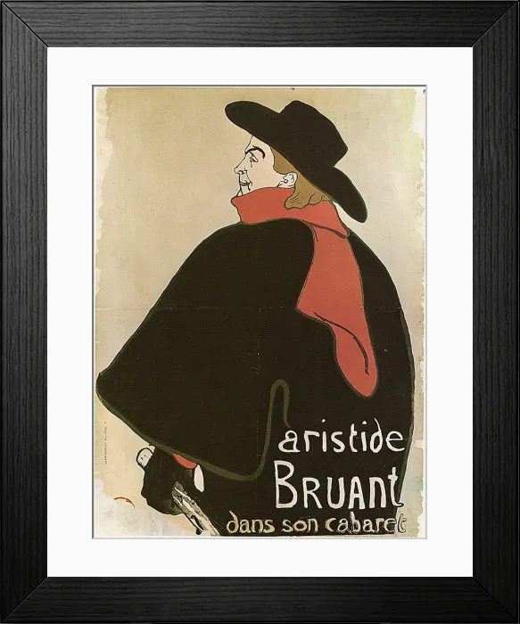 Framed Print : Aristide Bruant in His Cabaret, (Poster), 1893. Artist: Henri de Toulouse-Lautrec Framed Print : Aristide Bruant in His Cabaret, (Poster), 1893. Artist: Henri de Toulouse-Lautrec