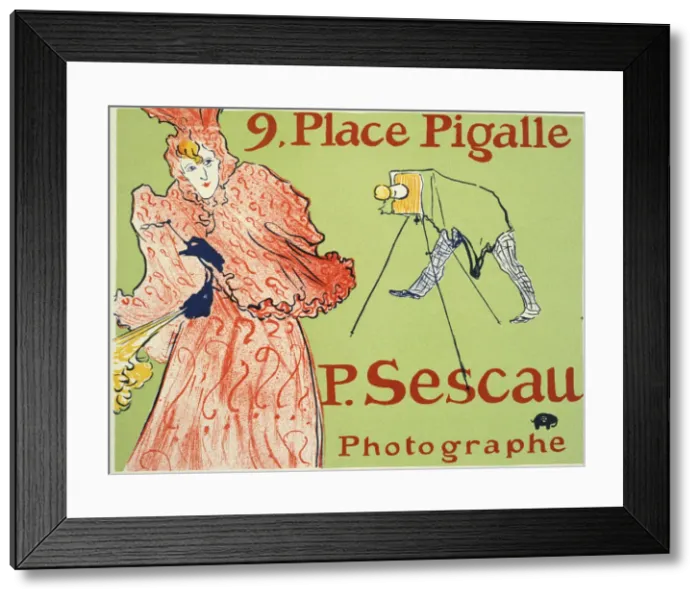 Framed Print : 9, Place Pigalle, P. Sescau Photographe (Poster), 1894. Artist: Henri de Toulouse-Lautrec Framed Print : 9, Place Pigalle, P. Sescau Photographe (Poster), 1894. Artist: Henri de Toulouse-Lautrec