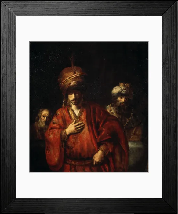 Framed Print : Haman Recognizes His Fate (David and Uriah), 1665. Artist: Rembrandt Harmensz van Rijn