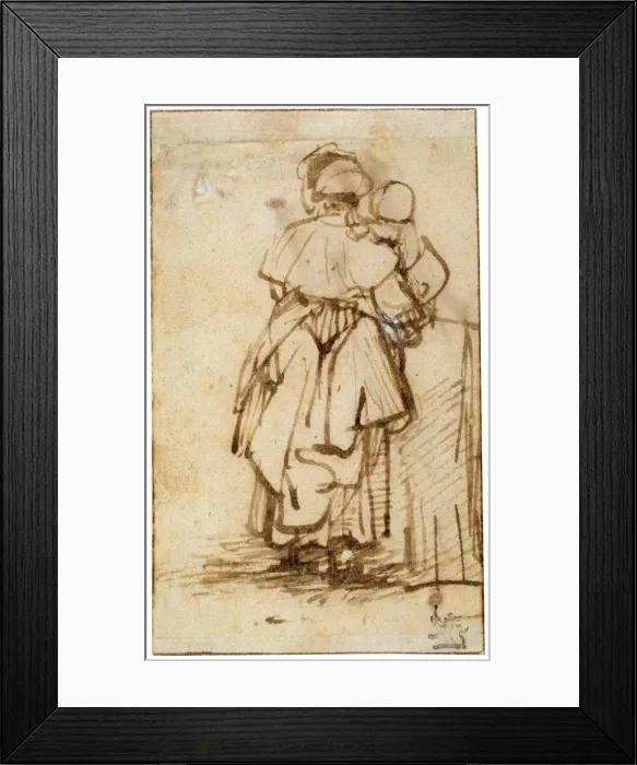 Framed Print : Woman with a Child on Her Lap, 1640s. Artist: Rembrandt Harmensz van Rijn Framed Print : Woman with a Child on Her Lap, 1640s. Artist: Rembrandt Harmensz van Rijn