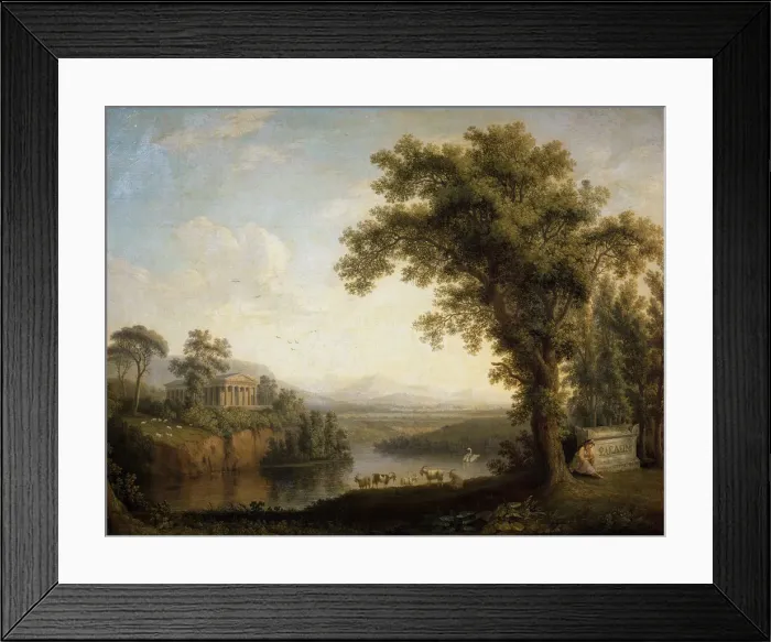 Framed Print : Antique landscape with the Phaethons tomb, 1785. Artist: Jacob Philip Hackert Framed Print : Antique landscape with the Phaethons tomb, 1785. Artist: Jacob Philip Hackert