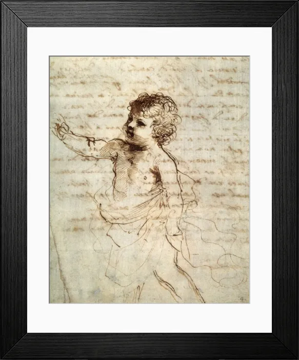 Framed Print : Childs figure in drapery, 17th century Artist: Guercino Framed Print : Childs figure in drapery, 17th century Artist: Guercino