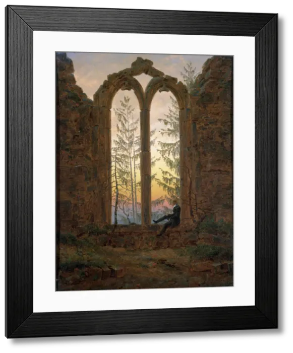 Framed Print : The Dreamer (Ruins of the Oybin), c1835. Artist: Caspar David Friedrich Framed Print : The Dreamer (Ruins of the Oybin), c1835. Artist: Caspar David Friedrich