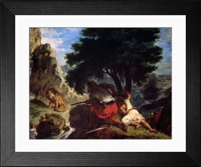 Framed Print : Lion Hunt in Morocco, 1854. Artist: Eugene Delacroix Framed Print : Lion Hunt in Morocco, 1854. Artist: Eugene Delacroix