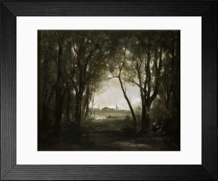 Framed Print : Scene near a Lake, 1860-1873. Artist: Jean-Baptiste-Camille Corot Framed Print : Scene near a Lake, 1860-1873. Artist: Jean-Baptiste-Camille Corot