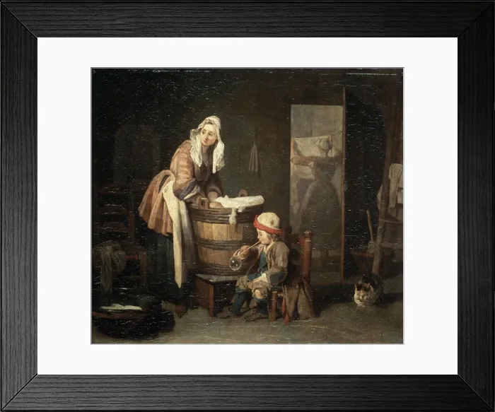 Framed Print : The Laundress, 1730s. Artist: Jean-Simeon Chardin Framed Print : The Laundress, 1730s. Artist: Jean-Simeon Chardin