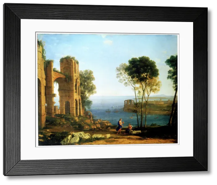 Framed Print : Coast View with Apollo and the Cumaean Sibyl, between 1645 and 1649. Artist: Claude Lorrain Framed Print : Coast View with Apollo and the Cumaean Sibyl, between 1645 and 1649. Artist: Claude Lorrain