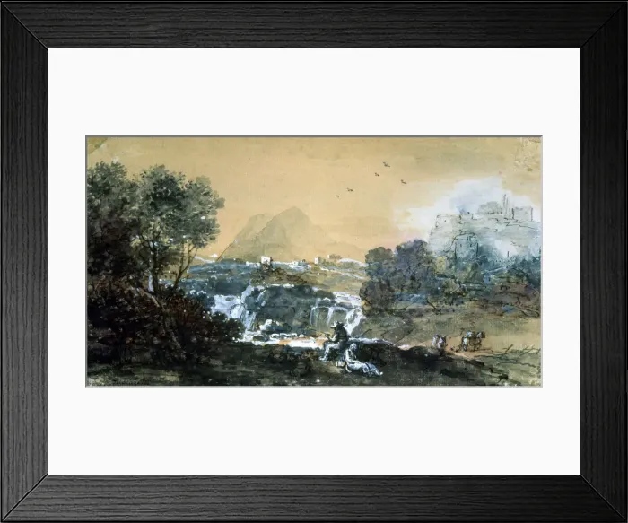 Framed Print : Landscape with a Waterfall, Italian painting of 18th century. Artist: Francesco Zuccarelli Framed Print : Landscape with a Waterfall, Italian painting of 18th century. Artist: Francesco Zuccarelli