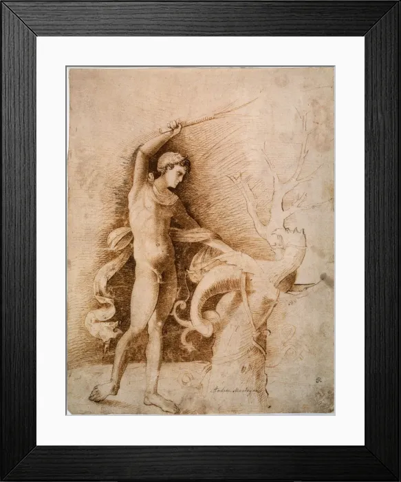 Framed Print : Young man Fighting the Dragon, late 15th century. Artist: Andrea Mantegna Framed Print : Young man Fighting the Dragon, late 15th century. Artist: Andrea Mantegna