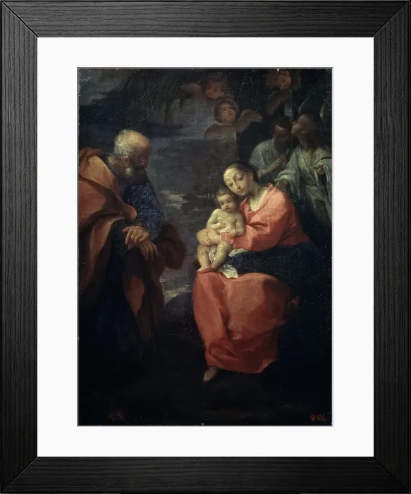 Framed Print : The Holy Family beneath a palm tree, (Rest on the Flight into Egypt), late 16th century. Artist: Lodovico Carracci Framed Print : The Holy Family beneath a palm tree, (Rest on the Flight into Egypt), late 16th century. Artist: Lodovico Carracci
