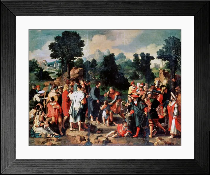 Framed Print : The Healing of Blind Man of Jericho, (Central panel), 1531. Artist: Lucas van Leyden Framed Print : The Healing of Blind Man of Jericho, (Central panel), 1531. Artist: Lucas van Leyden