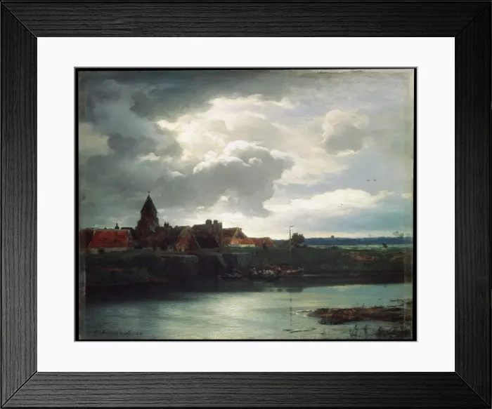 Framed Print : Landscape with a river, 1866. Artist: Andreas Achenbach Framed Print : Landscape with a river, 1866. Artist: Andreas Achenbach
