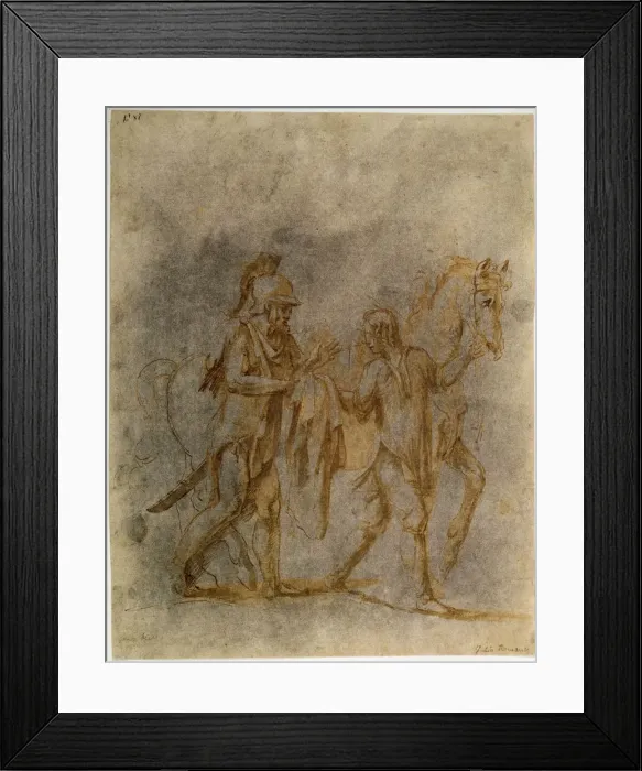 Framed Print : Saint Martin and a Beggar, early 16th century. Artist: Giulio Romano Framed Print : Saint Martin and a Beggar, early 16th century. Artist: Giulio Romano