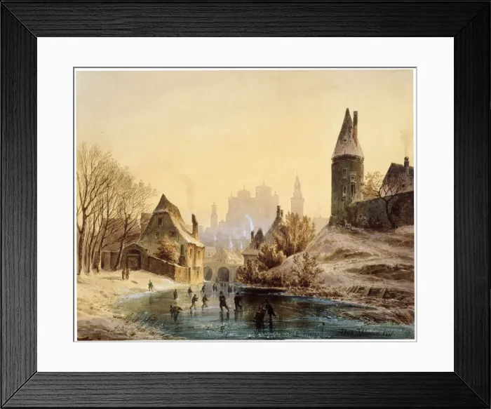 Framed Print : Skating Rink on a River, 1855. Artist: Anton Doll Framed Print : Skating Rink on a River, 1855. Artist: Anton Doll