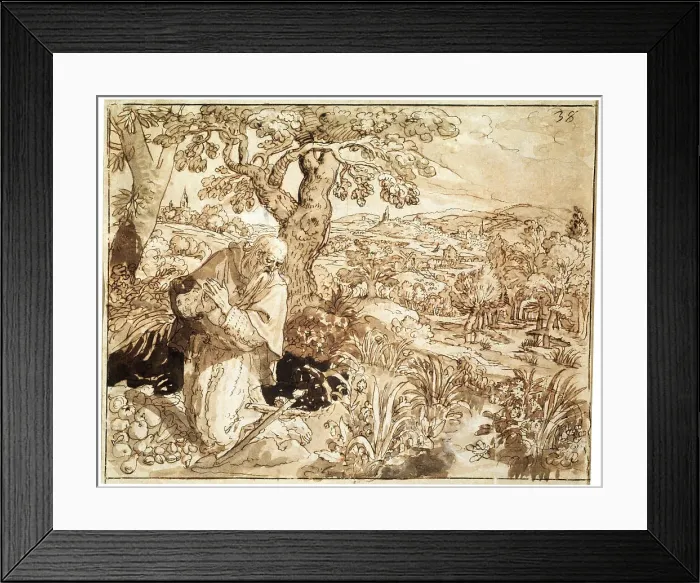 Framed Print : A Hermit, 1585-1586. Artist: Martin de Vos