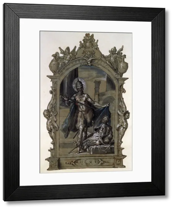Framed Print : Saint Martin and a Beggar, 1596. Artist: Bartholomeus Spranger Framed Print : Saint Martin and a Beggar, 1596. Artist: Bartholomeus Spranger