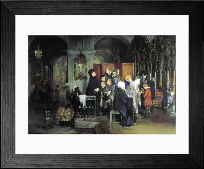 Framed Print : Before the Confession, 1877. Artist: Alexei Ivanovich Korzukhin Framed Print : Before the Confession, 1877. Artist: Alexei Ivanovich Korzukhin