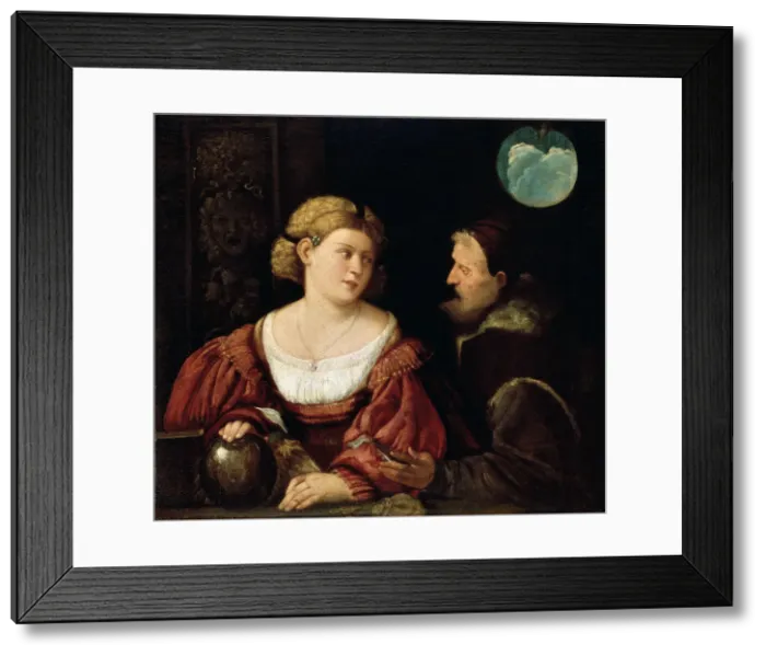 Framed Print : Seduction (Old Man and a Young Woman), 1515-1516. Artist: Giovanni Cariani Framed Print : Seduction (Old Man and a Young Woman), 1515-1516. Artist: Giovanni Cariani