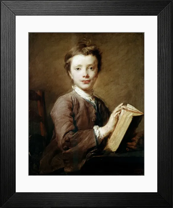 Framed Print : A Boy with a Book, c1740. Artist: Jean-Baptiste Perronneau Framed Print : A Boy with a Book, c1740. Artist: Jean-Baptiste Perronneau