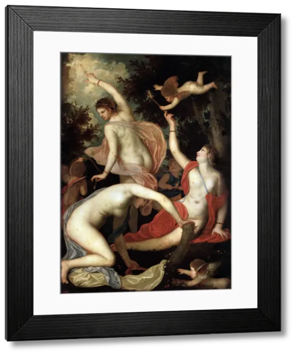Framed Print : Graces and Cupid, c1600-1640. Artist: Padovanino Framed Print : Graces and Cupid, c1600-1640. Artist: Padovanino