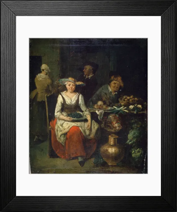 Framed Print : At a Greengrocer, c1700-1730. Flemish painting Artist: Jan Baptist Lambrechts Framed Print : At a Greengrocer, c1700-1730. Flemish painting Artist: Jan Baptist Lambrechts