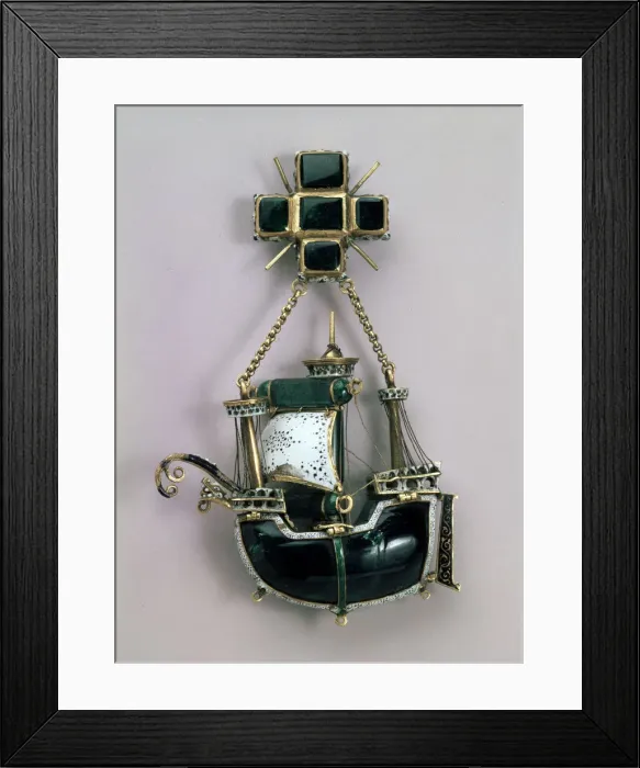 Framed Print : Pendant in form of a ship, early16th century Framed Print : Pendant in form of a ship, early16th century