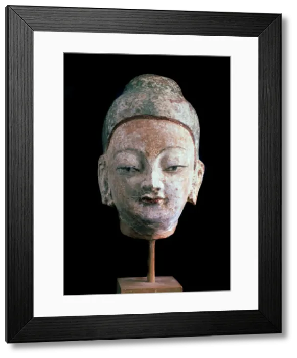 Framed Print : Head of Buddha, (From the Ruins of old Idikutshari near Turfan), 8th-9th century Framed Print : Head of Buddha, (From the Ruins of old Idikutshari near Turfan), 8th-9th century